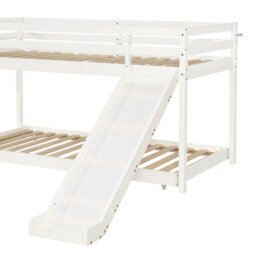 Btm Cabin Bunk Bed With Slide Adjustable Ladder And Lower Bed 190X90Cm Plus 200X90Cm White  For Kids And Teen - thumbnail 9