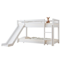 Btm Cabin Bunk Bed With Slide Adjustable Ladder And Lower Bed 190X90Cm Plus 200X90Cm White  For Kids And Teen - thumbnail 6