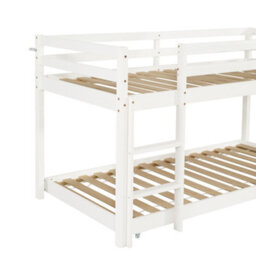 Btm Cabin Bunk Bed With Slide Adjustable Ladder And Lower Bed 190X90Cm Plus 200X90Cm White  For Kids And Teen - thumbnail 8