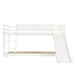 Btm Cabin Bunk Bed With Slide Adjustable Ladder And Lower Bed 190X90Cm Plus 200X90Cm White  For Kids And Teen - thumbnail 7
