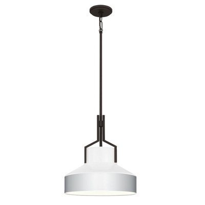 Luminosa Lighting Elstead Quoizel Brecken Dome Pendant Ceiling Light Classic Old Bronze And Faux Alabaster Glass Shade 2X E27 - image 1