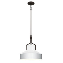 Luminosa Lighting Elstead Quoizel Brecken Dome Pendant Ceiling Light Classic Old Bronze And Faux Alabaster Glass Shade 2X E27 - thumbnail 1