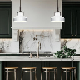 Luminosa Lighting Elstead Quoizel Brecken Dome Pendant Ceiling Light Classic Old Bronze And Faux Alabaster Glass Shade 2X E27 - thumbnail 4
