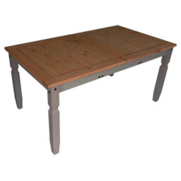 Extending Dining Table Large Grey Solid Wood Mexican Pine Wooden Long - thumbnail 1