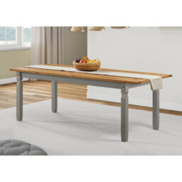Extending Dining Table Large Grey Solid Wood Mexican Pine Wooden Long - thumbnail 6