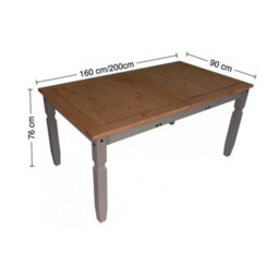 Extending Dining Table Large Grey Solid Wood Mexican Pine Wooden Long - thumbnail 2
