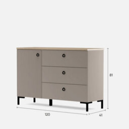 Heze Furniture Bella 3 Drawers 1 Door Modern Loft Style Sideboard - thumbnail 4