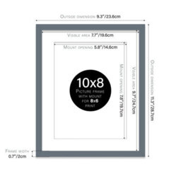 "10X8"" Grey Frame With Mount For 8X6"" Pictures 20mm Thin Edge Portrait And Landscape Display With Wall Hooks And Kickstand" - thumbnail 2
