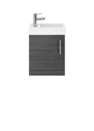 Balterley Freehay Contemporary Bathroom Wall Hung 1 Soft-Close Door Vanity Unit & Rectangular Basin, Anthracite Woodgrain, 405 mm - thumbnail 1