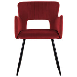 Beliani Set Of 2 Dining Chairs Sanilac Velvet Dark Red - thumbnail 4