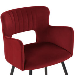 Beliani Set Of 2 Dining Chairs Sanilac Velvet Dark Red - thumbnail 7