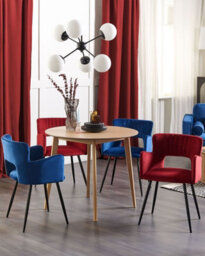 Beliani Set Of 2 Dining Chairs Sanilac Velvet Dark Red - thumbnail 2