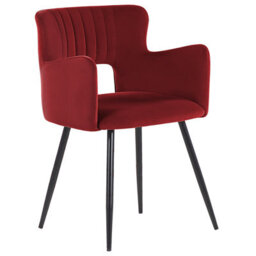 Beliani Set Of 2 Dining Chairs Sanilac Velvet Dark Red - thumbnail 5