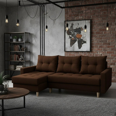 Bodo Modern Scandi Sofa Comfortable Fabric Upholstered Settee Minimalist 3 Seater Couch For Living Room Chocolate - image 1