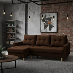 Bodo Modern Scandi Sofa Comfortable Fabric Upholstered Settee Minimalist 3 Seater Couch For Living Room Chocolate - thumbnail 1