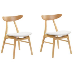 Beliani Set Of 2 Dining Chairs Lynn Wood Light Brown/ Grey - thumbnail 1