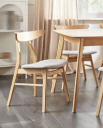 Beliani Set Of 2 Dining Chairs Lynn Wood Light Brown/ Grey - thumbnail 2