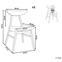 Beliani Set Of 2 Dining Chairs Lynn Wood Light Brown/ Grey - thumbnail 3
