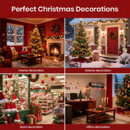 Living And Home Double-Branch Luxury Pine Needle Mixed Snow Scene Patio Solar Christmas Tree 83Cm W X 83Cm H - thumbnail 2
