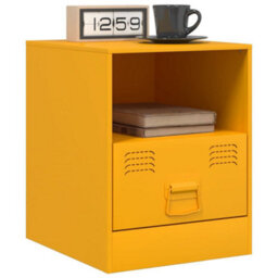 Berkfield Bedside Cabinets 2 Pcs Mustard Yellow 34.5X39X44 Cm Steel - thumbnail 3