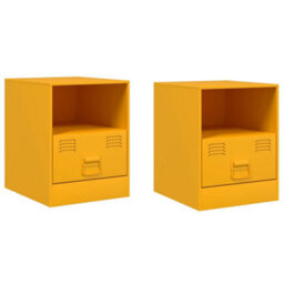Berkfield Bedside Cabinets 2 Pcs Mustard Yellow 34.5X39X44 Cm Steel - thumbnail 2