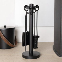 Charles Bentley Olive Fireside Companion Set Tool Stand Circular Base Black Matte Finish