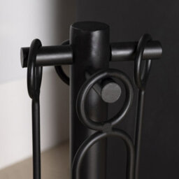 Charles Bentley Olive Fireside Companion Set Tool Stand Circular Base Black Matte Finish - thumbnail 2