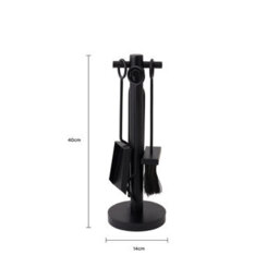 Charles Bentley Olive Fireside Companion Set Tool Stand Circular Base Black Matte Finish - thumbnail 7