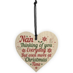 Red Ocean Nan Memorial Christmas Tree Bauble Grave Wooden Hanging Heart Decoration Sign - thumbnail 5