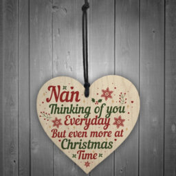 Red Ocean Nan Memorial Christmas Tree Bauble Grave Wooden Hanging Heart Decoration Sign - thumbnail 2