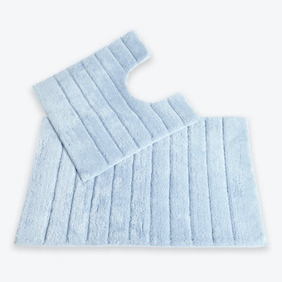 Allure Bath Fashions Ribbed Two Piece Bath Mat & Toilet Mat Set - Baby Blue - image 1