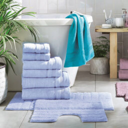 Allure Bath Fashions Ribbed Two Piece Bath Mat & Toilet Mat Set - Baby Blue - thumbnail 2