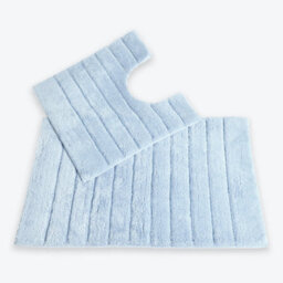 Allure Bath Fashions Ribbed Two Piece Bath Mat & Toilet Mat Set - Baby Blue - thumbnail 1
