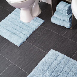 Allure Bath Fashions Ribbed Two Piece Bath Mat & Toilet Mat Set - Baby Blue - thumbnail 3