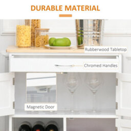 Wyld Haus Hala Wooden White Rolling Kitchen Island With Wine Rack, 1 Drawer And 3 Doors - L67 X D37 X H87Cm - thumbnail 7