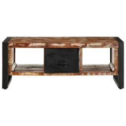 Berkfield Coffee Table Multicolour 90X50X36 Cm Solid Wood Reclaimed - thumbnail 3