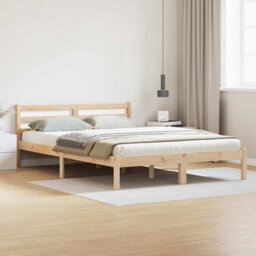 Berkfield Modern Bed Frame With Headboard 160X210 Cm Solid Wood Pine - thumbnail 2