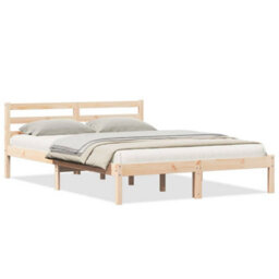 Berkfield Modern Bed Frame With Headboard 160X210 Cm Solid Wood Pine - thumbnail 3