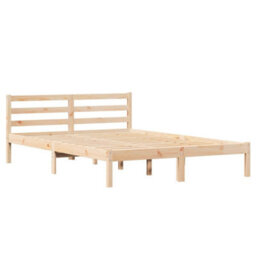 Berkfield Modern Bed Frame With Headboard 160X210 Cm Solid Wood Pine - thumbnail 1