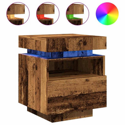 Berkfield Durable Bedside Cabinets With Led Lights 2 Pcs Old Wood 40X39X48.5 Cm - image 1
