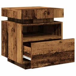 Berkfield Durable Bedside Cabinets With Led Lights 2 Pcs Old Wood 40X39X48.5 Cm - thumbnail 9