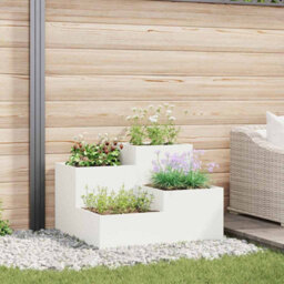 Berkfield Garden Planter White 80 X 80 X 60 Cm Steel