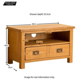 Lanner Oak 80Cm Small Tv Unit - Fully Assembled By Roseland Furniture - thumbnail 5