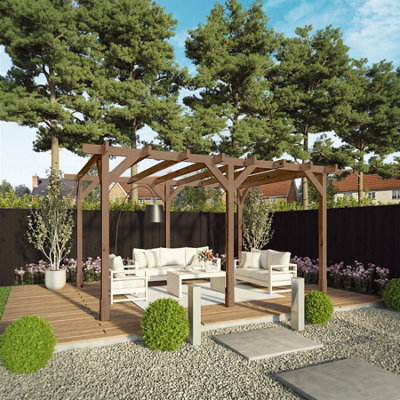 Waltons 3M X 4M Traditional Pergola Pressure Treated Wooden Garden Shelter - image 1
