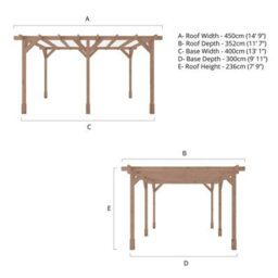 Waltons 3M X 4M Traditional Pergola Pressure Treated Wooden Garden Shelter - thumbnail 7