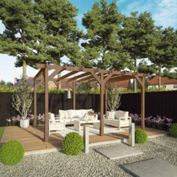 Waltons 3M X 4M Traditional Pergola Pressure Treated Wooden Garden Shelter - thumbnail 1