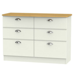 Albert 6 Drawer Wide Chest In Cream Ash & Oak (Ready Assembled) - thumbnail 6