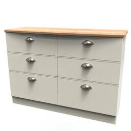 Albert 6 Drawer Wide Chest In Cream Ash & Oak (Ready Assembled) - thumbnail 3