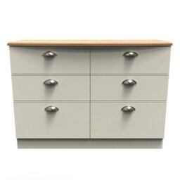 Albert 6 Drawer Wide Chest In Cream Ash & Oak (Ready Assembled)
