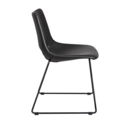 FWSTYLE Set Of 2 Faux Leather Black Dining Chairs With Black Metal Frame Legs - thumbnail 6